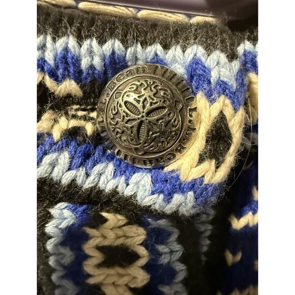 Vintage LL Bean Sweater Women XL Blue Fair Isle Cotton Australia Ski Birds Eye - Picture 6 of 8